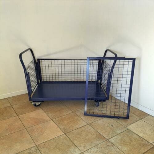 Mesh cage trolley with side panel taken off