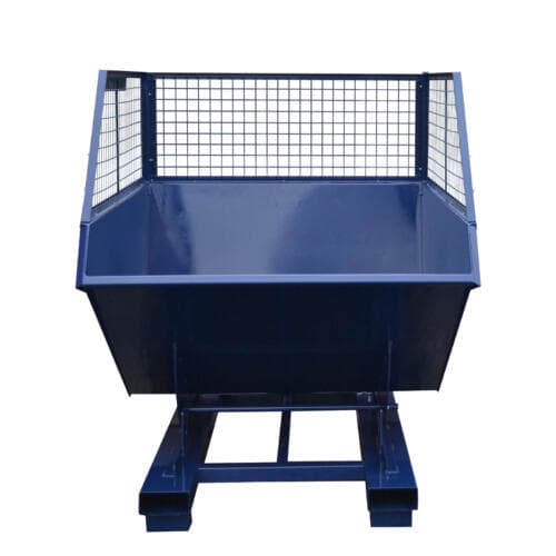 Tipping skip with mesh extensions