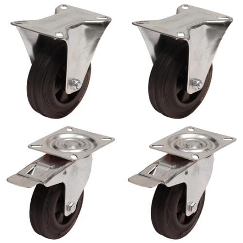 100mm TPR fixed castor set